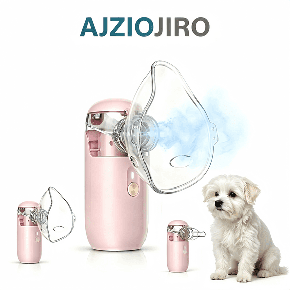 AJZIOJIRO Small Pet Portable Handheld Humidifier for Dogs and Cats, Masked Mesh Humidifier, Pink