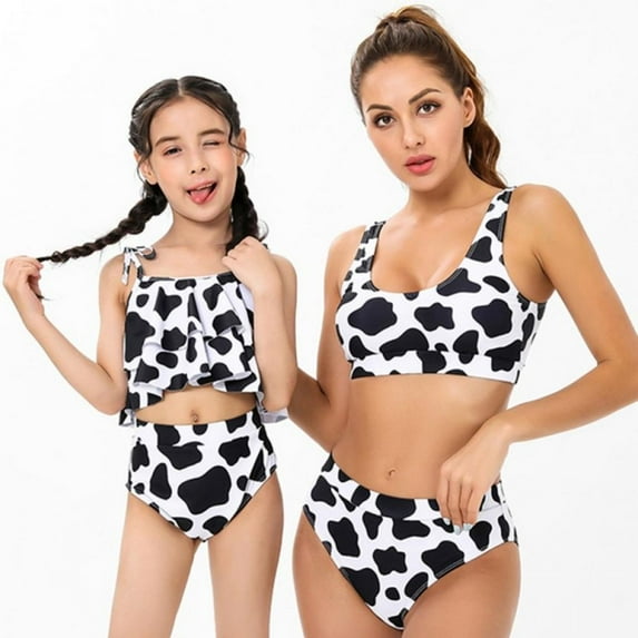 AJZIOJIRO Summer Family Swimsuits Matching Set Mother Daughter Beach Bikini Swimwear - Two-Piece Printed Bathing Suits