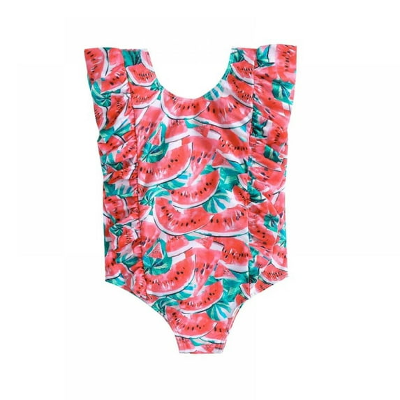 AJZIOJIRO Toddler Baby Girls One Piece Swimsuits Girl's Flounce Bikini Beach Print Bikini Bathing Suit