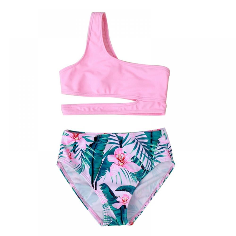 AJZIOJIRO Toddler Baby Little Girls 2 Piece Swimsuit High Waist Bikini ...