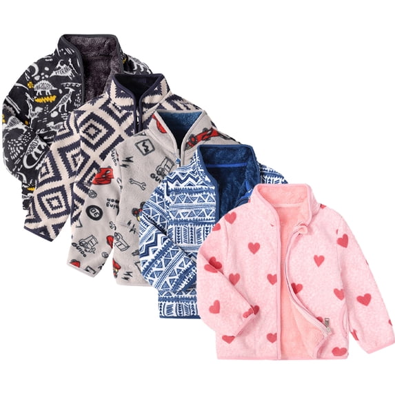 AJZIOJIRO Toddler Boys Girls Padded Sweatshirt Coats for Baby Kids 2-9Y Fall Winter Fleece Warm Sweatsuit Cardigan Jacket Sweater Tops for Boys Girls