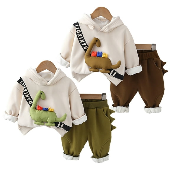 AJZIOJIRO Toddler Kids 2Pcs Sweatshirt Sweatpants Set for Boys Girls,Baby Cotton Hoodie Sweatsuit Jogger Pants Set Cute Dinosaur Autumn Winter Tracksuits Kid Active Clothes Sets for 1-5Y
