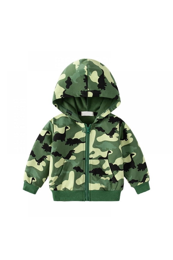 Toddler Kids Boys Camouflage Hooded Baby Boys Autumn Spring Long Sleeve Cute Dinosaur Sweatshirts