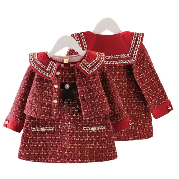 AJZIOJIRO Toddler Kids Girls 2Pcs Autumn Winter Dress Set Baby Spring Autumn Tank Dress +short Jacket for 1-5 Years