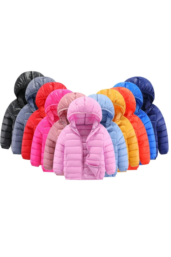 Toddler Kids Girls Boys Waterproof Down Raincoat Jacket with Hoodie Lightweight Puffer Coat Soft Warm Packable Down Puffer Jacket Windbreak Outwears for 2-12 Years Old