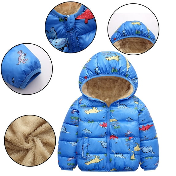AJZIOJIRO Toddler Kids Hooded down Jacket Boys Girls Winter Thick Zipper Fleece Lined Jacket Outerwear Coat