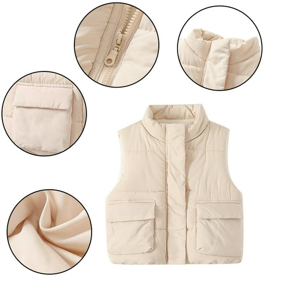 AJZIOJIRO Toddler Kids down Cotton Vest & Outerwear Zip up Puffer Vest Boys Girls Thick down Vest