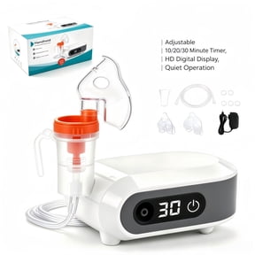 AJZIOJIRO Ultra Quiet Portable Compression Humidifier, Timable Atomizer Inhaler Machine For Adults & Kids, Comes With Mask & Mouthpiece, Home And Travel Use