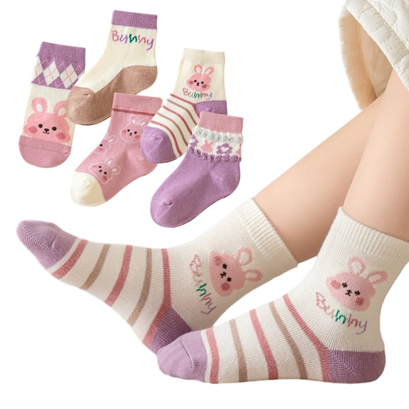 AJZIOJIRO Unisex Toddler Baby 5-Pack Assorted Ankle Socks Autumn Cotton Shorty Socks Cartoon Cute Low Cut Sock 1-12T