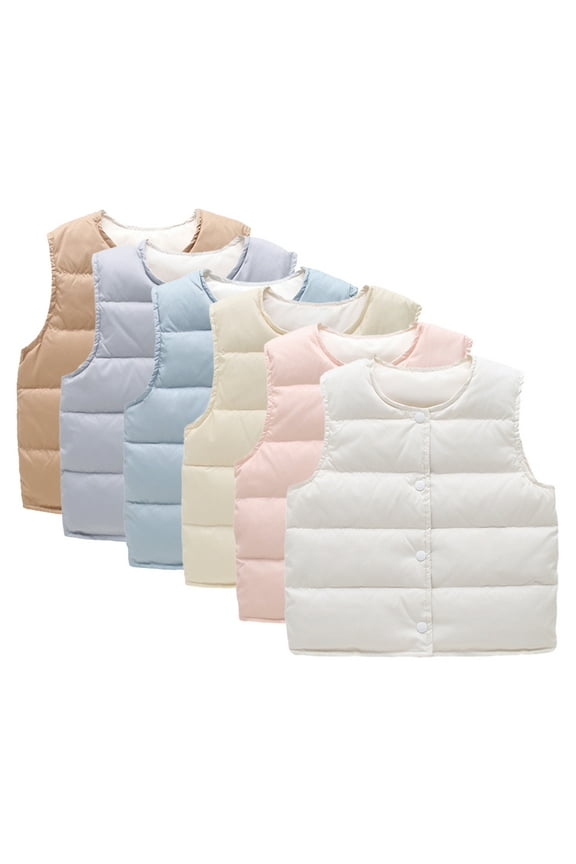 Unisex down Vest for Boys Girls Classic Solid Color Zipper Sleeveless Jacket Outwear for Newborn