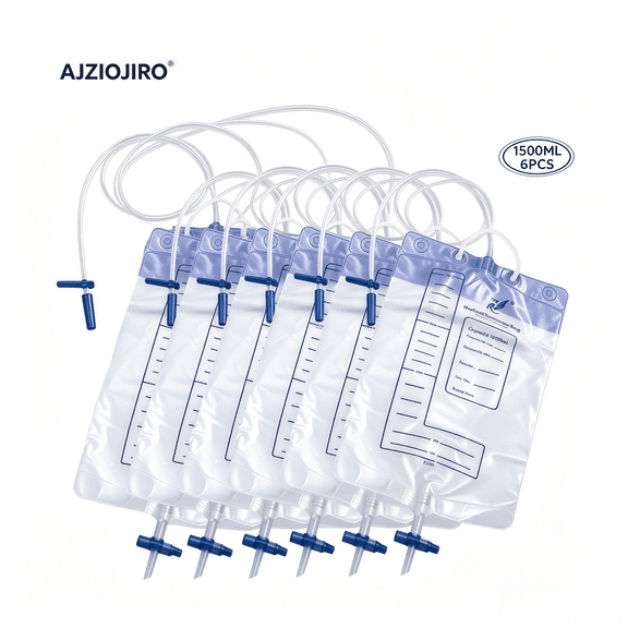AJZIOJIRO  Universal Men Women 1500ml Graduated Liquid Storage Bag 6 Pack, Lightweight Leak Resistant With Adjustable Flow Valve For Daily Outdoor Activities