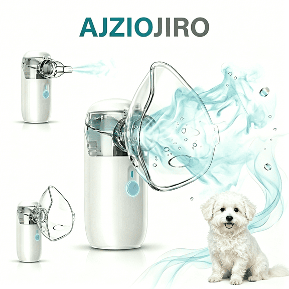 AJZIOJIRO White Ultrasonic Mesh Dual Power Humidifier, Handheld Inhaler For Small Animals