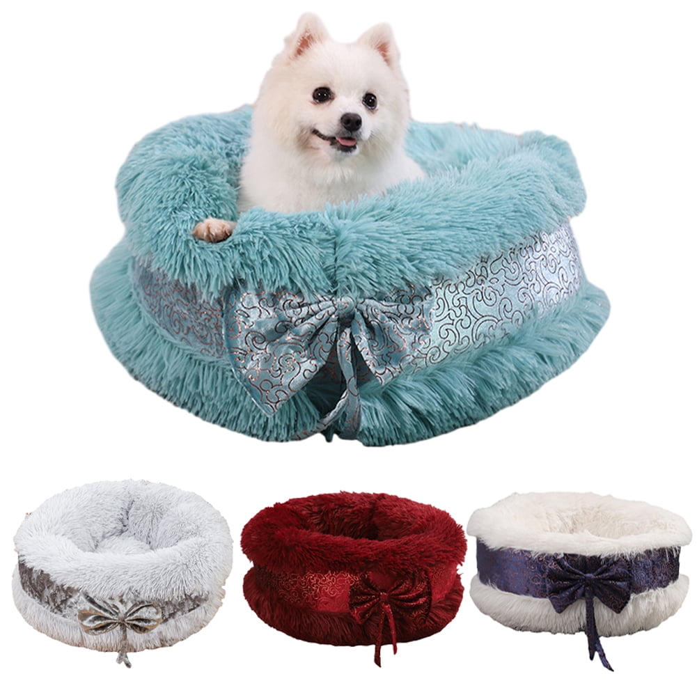 AJZIOJIRO Winter Warm Dogs Bed Luxury Fluffy Round Kitten Puppy Dogs ...