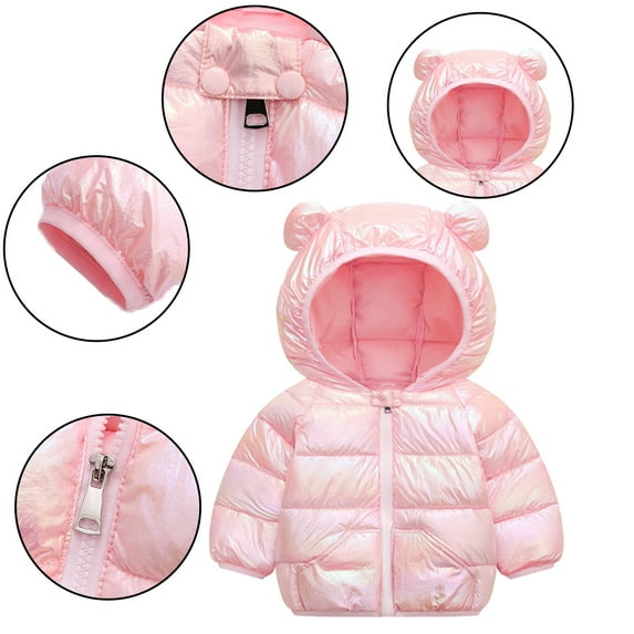 AJZIOJIRO Winter down Jacket Outerwear for Toddler Kids,Cute Bear Ears Jacket with Hoods,Baby Boys Girls Fashion Colorful down Jacket Coat