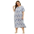 thumbnail image 1 of AJZIOJIRO Womens Summer Casual Nightdress XL-4XL Short Sleeve Flower Cotton Sleepwear Nightgowns Chemise Pajamas Dress, 1 of 9