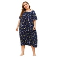 thumbnail image 1 of AJZIOJIRO Womens Summer Casual Nightdress XL-4XL Short Sleeve Flower Cotton Sleepwear Nightgowns Chemise Pajamas Dress, 1 of 9