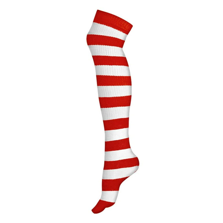 Striped Socks Long Adult Red Whte Striped Socks Long Adult Red Whte