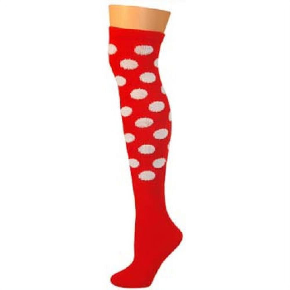 AJs Polka Dot Knee Socks - Red w/ White Dots - Walmart.com