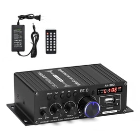 AK-380 USB SD BT.C FM AUX Audio Power Amplifier 400W+400W 2.0 CH HiFi Stereo AMP Speaker Bluetooth 5.0 Amp Receiver with 12V 5A Power Supply,FM Antenna for Car Home Bar Party