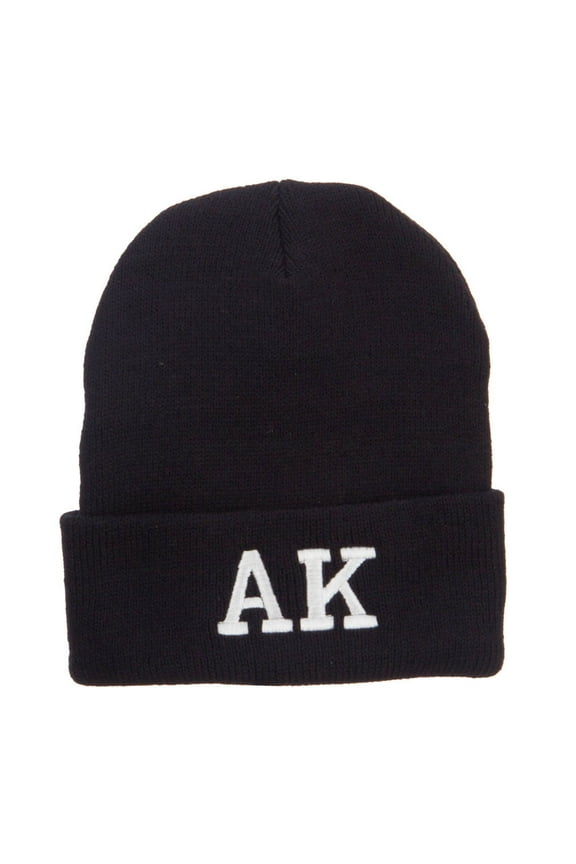 AK Alaska State Embroidered Cuff Beanie - Black OSFM