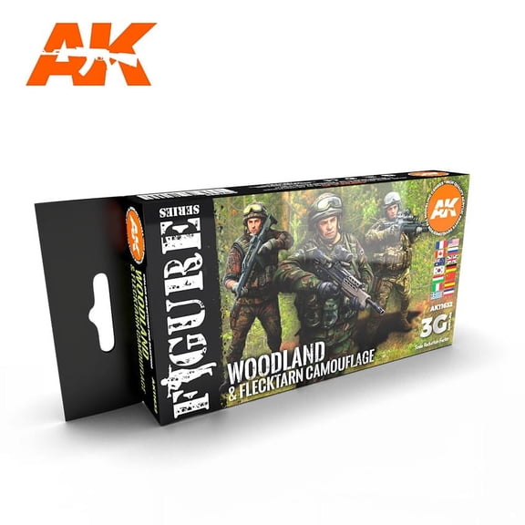 AK Interactive 3rd Generation Acrylics 11632 Woodland & Flecktarn Camouflage Set