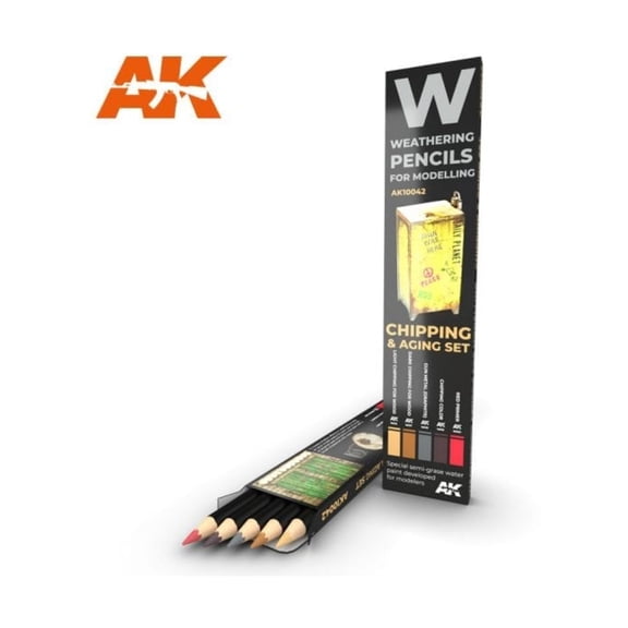 AK Interactive AK10042 Weathering Pencils Chipping & Aging Set