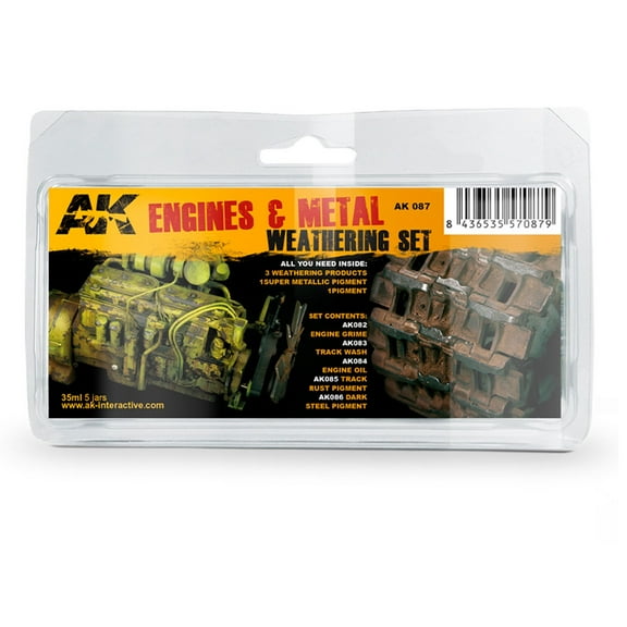 AK-Interactive Engines & Metal Weathering Colors Set New
