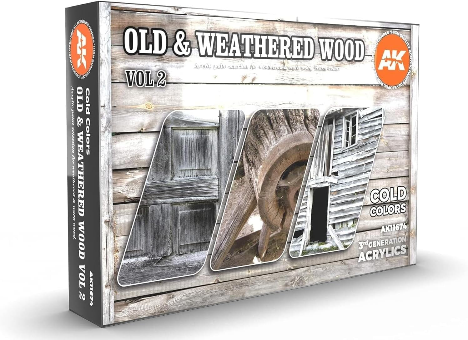 AK Interactive Old Weathered Wood Vol.2 Cold Colors Acrylic Paint Set 17ml Bottles