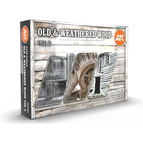 AK Interactive Old Weathered Wood Vol.2 Cold Colors Acrylic Paint Set 17ml Bottles