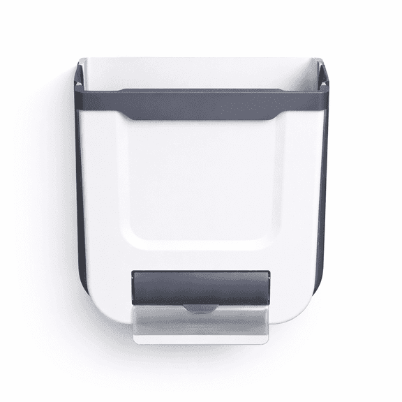 AK Products Folding Wall Mounted Trash Can – White Kitchen Cabinet Door Hanging Garbage Bin, Space Saving Foldable Waste Basket, Large Capacity