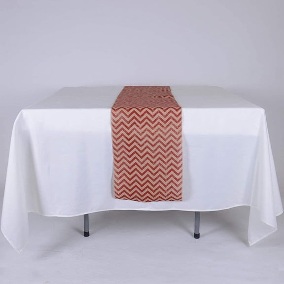 AK TRADING 14" Inches X 108 Inches Chevron Design Burlap Table Runner - Red Chevron