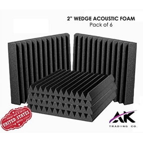 AK TRADING 6 Pack Charcoal Acoustic Panels Studio Foam Wedges 2 x 12 x 12 Inches