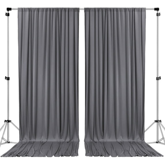 AK TRADING CO. 10 feet x 10 feet Charcoal Polyester Backdrop Drapes Curtains Panels with Rod Pockets - Wedding Ceremony Party Home Window Decorations