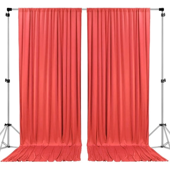 AK TRADING CO. 10 feet x 10 feet Coral IFR Polyester Backdrop Drapes Curtains Panels with Rod Pockets - Wedding Ceremony Party Home Window Decorations, Coral