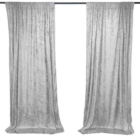 AK TRADING CO. 10 feet x 10 feet Lush Velvet Backdrop Drapes Curtains Panels with Rod Pockets - Wedding Ceremony Party Home Window Decorations - Silver