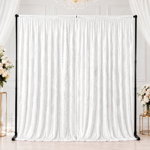 AK TRADING CO. 10 feet x 10 feet Lush Velvet Backdrop Drapes Curtains Panels with Rod Pockets - Wedding Ceremony Party Home Window Decorations - White