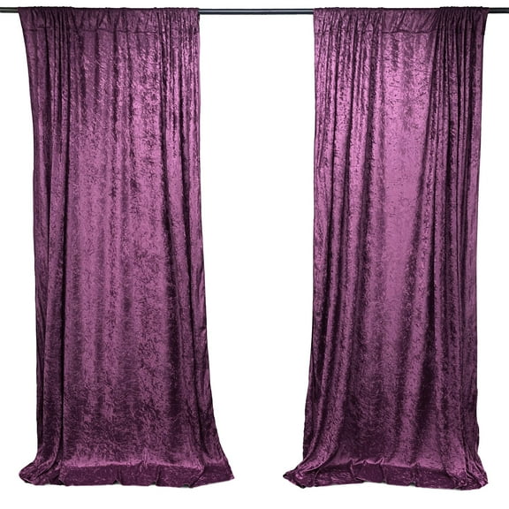 AK TRADING CO. 10 feet x 10 feet Lush Velvet Backdrop Drapes Curtains Panels with Rod Pockets - Wedding Ceremony Party Home Window Decorations - Plum
