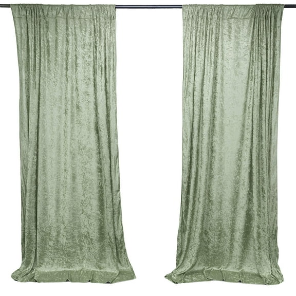 AK TRADING CO. 10 feet x 10 feet Panne Velvet Event Backdrop Drapes Curtains Panels with Rod Pockets - Wedding Ceremony Party Home Window Decorations - Sage Green