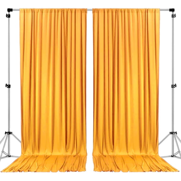 AK TRADING CO. 10 feet x 10 feet Polyester Backdrop Drapes Curtains Panels with Rod Pockets - Wedding Ceremony Party Home Window Decorations - Marigold