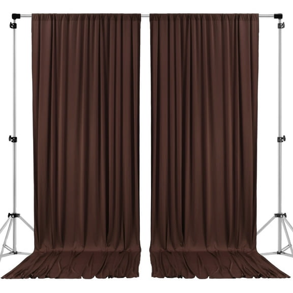 AK TRADING CO. 10 feet x 10 feet Polyester Backdrop Drapes Curtains Panels with Rod Pockets - Wedding Ceremony Party Home Window Decorations - Brown