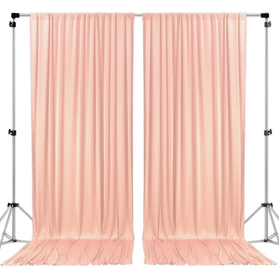 AK TRADING CO. 10 feet x 10 feet Polyester Backdrop Drapes Curtains Panels with Rod Pockets - Wedding Ceremony Party Home Window Decorations - Peach
