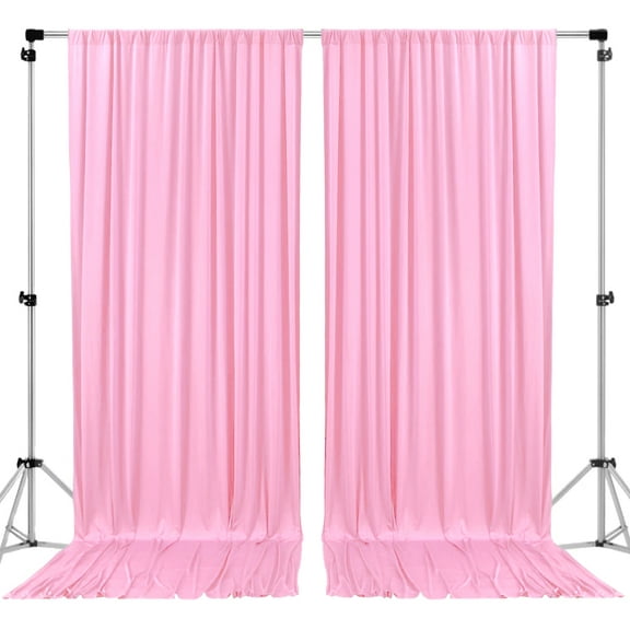 AK TRADING CO. 10 feet x 10 feet Polyester Backdrop Drapes Curtains Panels with Rod Pockets - Wedding Ceremony Party Home Window Decorations - Pink