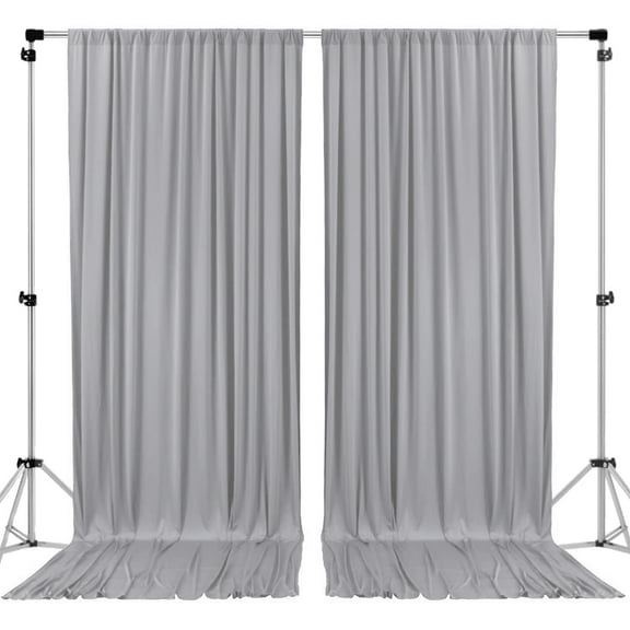 AK TRADING CO. 10 feet x 10 feet Polyester Backdrop Drapes Curtains Panels with Rod Pockets - Wedding Ceremony Party Home Window Decorations - Silver