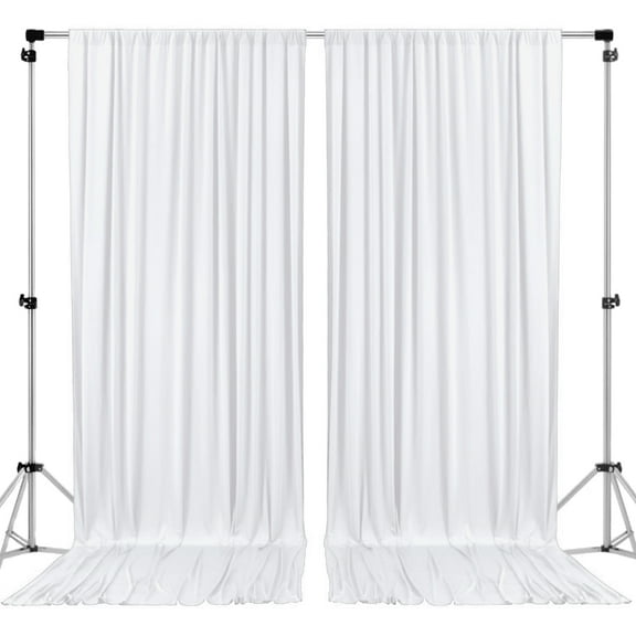 AK TRADING CO. 10 feet x 10 feet Polyester Backdrop Drapes Curtains Panels with Rod Pockets - Wedding Ceremony Party Home Window Decorations - White