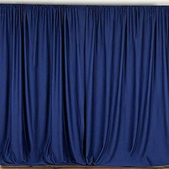 AK TRADING CO. 10 feet x 8 feet Polyester Backdrop Drapes Curtains Panels with Rod Pockets - Wedding Ceremony Party Home Window Decorations - Navy Blue