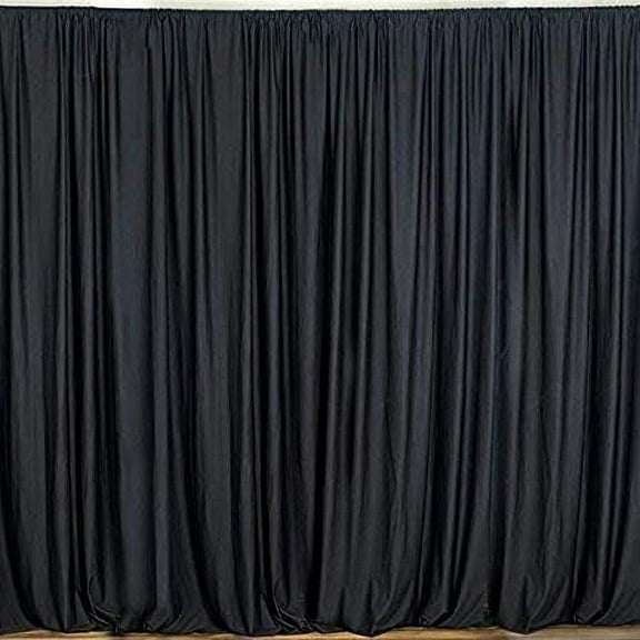 AK TRADING CO. 10 feet x 8 feet Polyester Backdrop Drapes Curtains Panels with Rod Pockets - Wedding Ceremony Party Home Window Decorations - Black
