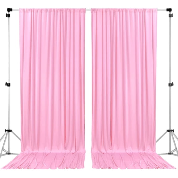 AK TRADING CO. 10 feet x 8 feet Polyester Backdrop Drapes Curtains Panels with Rod Pockets - Wedding Ceremony Party Home Window Decorations - Pink
