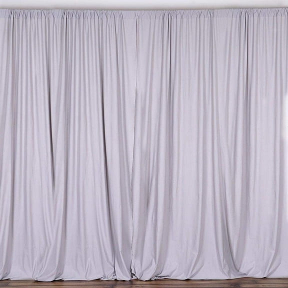 AK TRADING CO. 10 feet x 8 feet Polyester Backdrop Drapes Curtains Panels with Rod Pockets - Wedding Ceremony Party Home Window Decorations - Silver