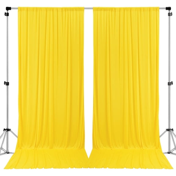 AK TRADING CO. 10 feet x 10 feet Polyester Backdrop Drapes Curtains Panels with Rod Pockets - Wedding Ceremony Party Home Window Decorations - Lemon Yellow