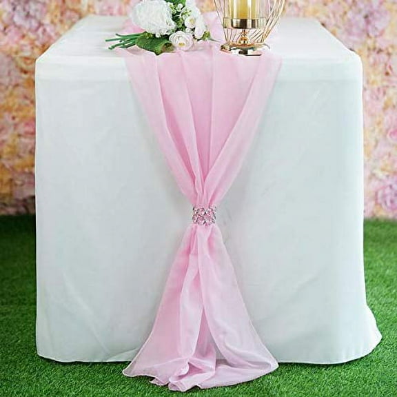 AK TRADING CO. 27" x 120" Wide Chiffon Elegant Table Runner/Overlay Ideally Perfect for Center Table, Wedding Decor, Bridal Shower & Other Special Occasion. (1, Pink)